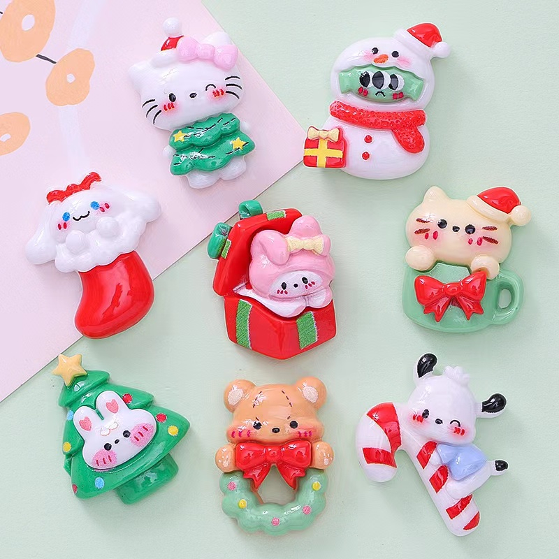 ชุดภาพวาดเรซิ่น ลายการ์ตูนคริสต์มาส Cinnamon 3D สําหรับตกแต่ง 8 ชิ้น