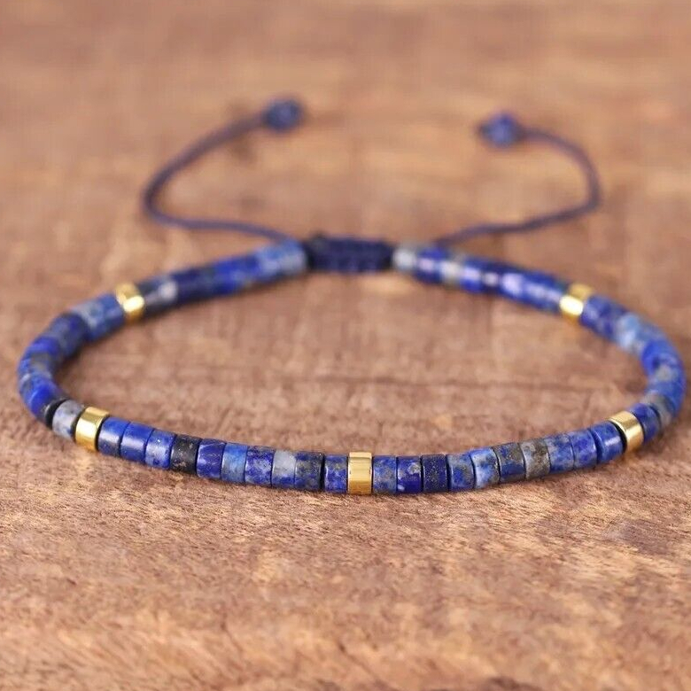 Bohemia สร้อยข้อมือลูกปัดหินธรรมชาติ 2x4 มม. ปรับสมดุลได้ สไตล์มินิมอล สําหรับผู้หญิง และผู้ชาย