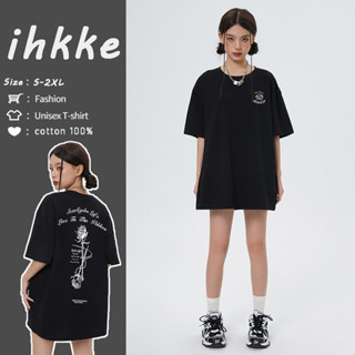 【ihkke】พร้อมส่ง🚀Cotton100%เสื้อยืด เสื้อยืดแขนสั้น เสื้อ oversize ผ้าฝ้าย พิมพ์ลาย Niche แฟชั่นฤดูร้อน สไตล์อเมริกัน เสื้อยืด เสื้อแฟชั่นผู้หญิง เสื้อยืดผู้หญิง เสื้อผ้าแฟชั่นผู้หญิง