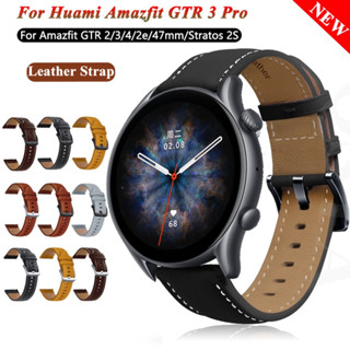 สายนาฬิกาข้อมือหนัง 22 มม. สําหรับ Huami Amazfit GTR 3 Pro GTR2 Smart Watch Band Amazfit GTR3 GTR4 2e Stratos 3 2 S GTR 47 มม.