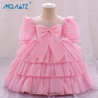 Mqatz ชุดเดรสเจ้าหญิง แขนสั้น สีชมพู สําหรับเด็กผู้หญิง 1 ปี AL030XZ