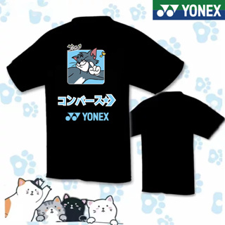 ใหม่ yonex เสื้อกีฬาแบดมินตัน แขนสั้น พิมพ์ลาย yonex Quick Drier YY สไตล์เกาหลี แฟชั่นฤดูร้อน สําหรับผู้ชาย และผู้หญิง 2023