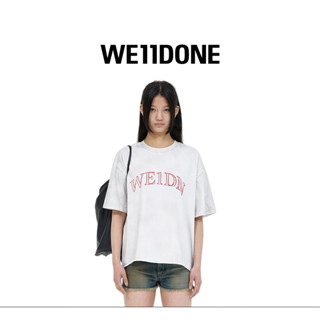 We11done เสื้อยืดแขนสั้น พิมพ์ลายโลโก้ สีพื้น สําหรับทุกเพศ