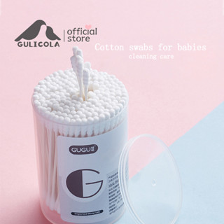 Gulicola  200PCS/Box Baby คอตตอนบัด หัวเล็ก เเละ หัวใหญ่ สำลีก้าน สำลีก้านกระดาษ