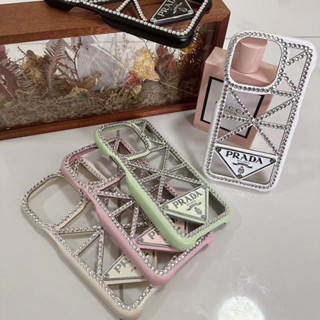 เคสโทรศัพท์มือถือนิ่ม ทรงสามเหลี่ยม ประดับเพชร สําหรับ iPhone 14promax 14pro 14 13 13promax 13pro 12 12max 12pro 11