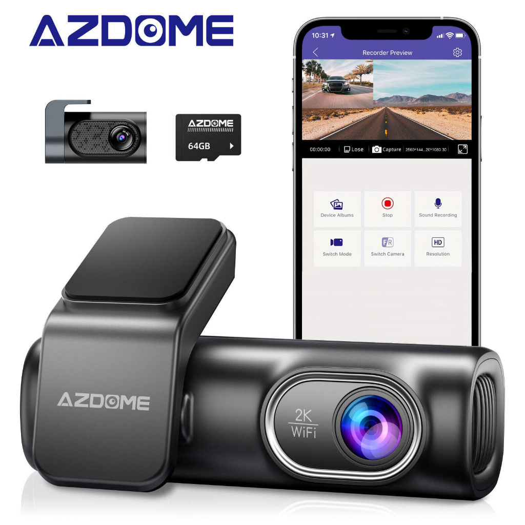 Azdome 2560P Dual Dash Cam WIFI กล้องติดรถยนต์