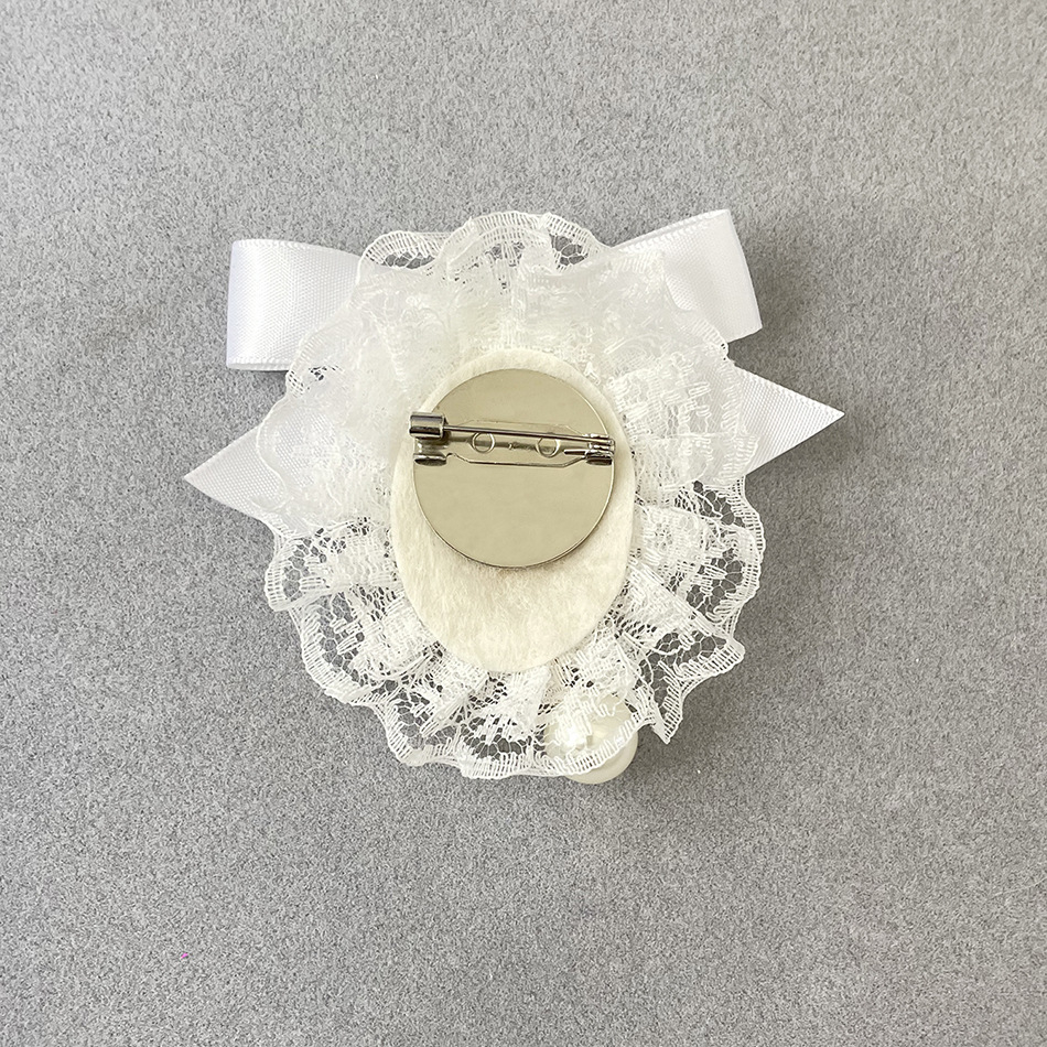ผู้หญิง Vintage Court Handmade Pearl Classtic ผ้าลูกไม้โบว์เข็มกลัด Pin แฟชั่น Jewelary - รูปที่ 3