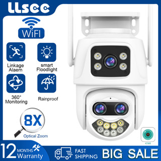 LLSEE icsee กล้องวงจรปิดไร้สายกลางแจ้ง wifi กล้อง 360 องศาหมุนออปติคัลซูม 8X การติดตามอัตโนมัติสี Night Vision สองทางโทรกันน้ำ