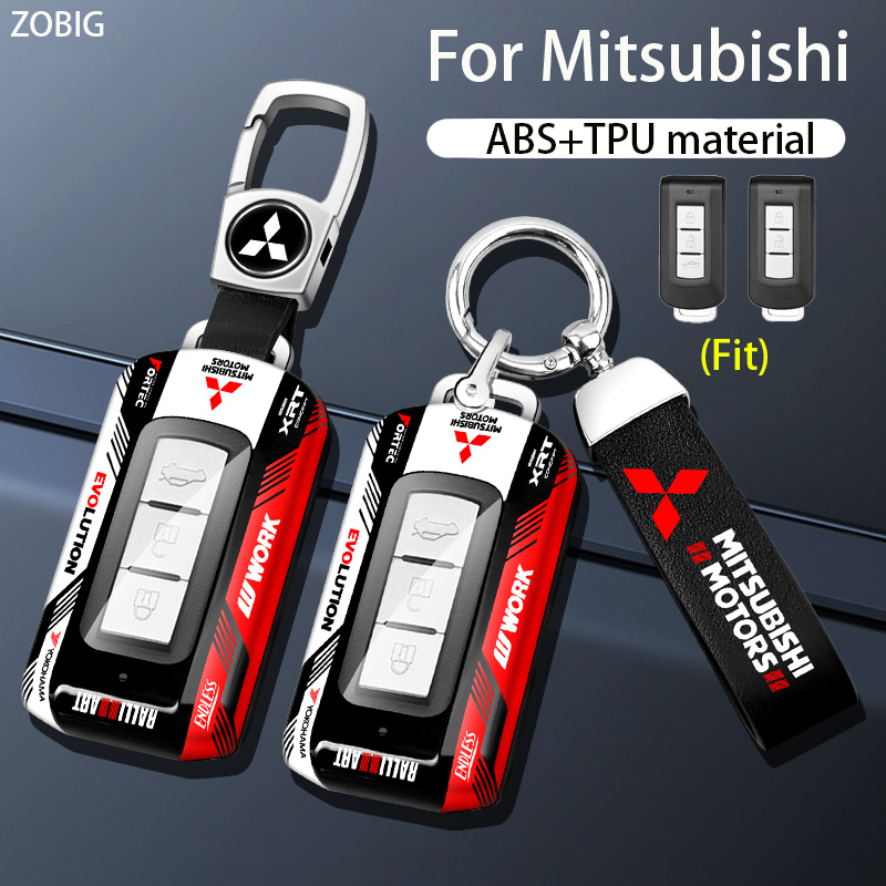 Zobig เคสกุญแจรถยนต์ ABS พร้อมพวงกุญแจ สําหรับ Mitsubishi Xpander Triton Pajero Sport Mirage Strada Outlander Eclipse Cross ASX Mirage