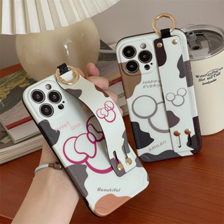 เคสโทรศัพท์มือถือ TPU นิ่ม กันกระแทก ลายการ์ตูนมิกกี้ มินนี่เมาส์น่ารัก พร้อมสายคล้องมือ สําหรับ iPhone 13 12 11 14 Pro Max 13Pro 12Pro 14Pro 11