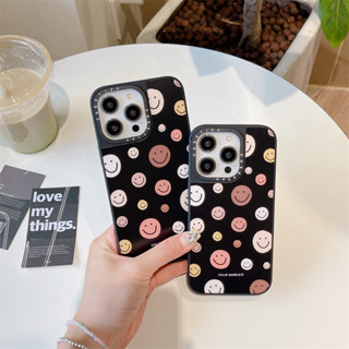 เคสโทรศัพท์มือถือแบบแก้วแข็ง ใส ขอบนิ่ม ลายหน้ายิ้มน่ารัก สําหรับ iPhone 13 Pro Max 11 12 13 14 Pro Max 14