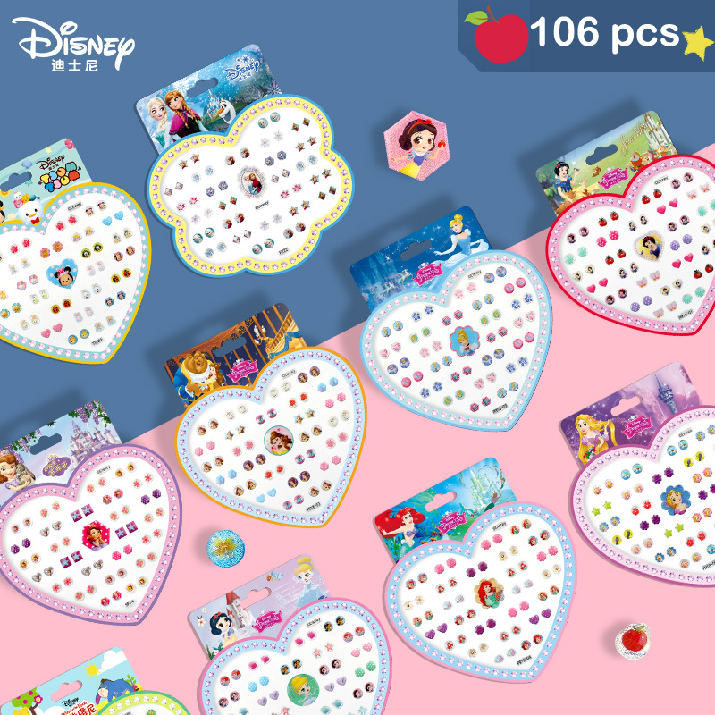 Disney สติกเกอร์ต่างหู ลายการ์ตูน 2 ชิ้น/ชุด สติ๊กเกอร์ติดหู 3D คริสตัลวางกาวสติกเกอร์หูเจ้าหญิง สติ๊กเกอร์เจ้าหญิง ติดหู ติดเล็บ เล็บเจ้าหญิง สโนไวท์ แอเรียล เอลซ่า โซเฟีย
