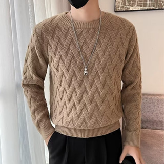 เสื้อกันหนาว คอกลม ผ้าถัก ทรงหลวม ประดับเพชร แฟชั่นสําหรับเด็กผู้ชาย