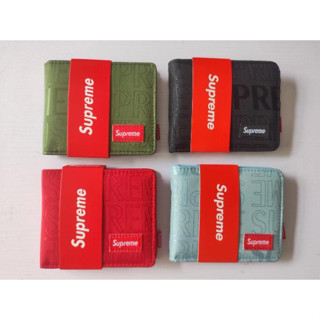 Supreme Jacquard กระเป๋าสตางค์ ใบสั้น ผ้าแคนวาส แนวนอน สําหรับผู้ชาย และผู้หญิง