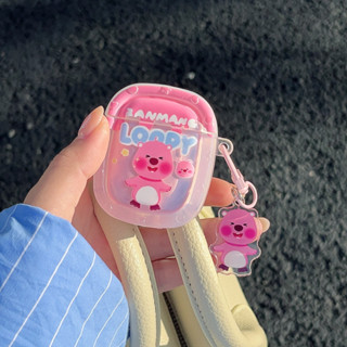 เคสหูฟังบลูทูธไร้สาย Loopy สําหรับ airpods 1 2 3 pro gen 2 แบบนิ่ม พร้อมพวงกุญแจ