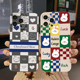 เคสโทรศัพท์มือถือ ขอบสี่เหลี่ยม ลายกระต่าย หมีน่ารัก สําหรับ Infinix Hot 12i 10S 11 10 Play 11S 10i Smart 6 HD X6511 X657B X6512 Note 12 G96