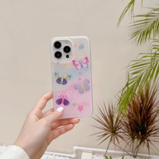 เคสโทรศัพท์มือถือ tpu แบบนิ่ม ลายผีเสื้อ สีสันสดใส สําหรับ iPhone 12pro 13pro 14 14promax 14pro