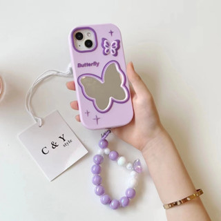 เคสโทรศัพท์มือถือกระจก กันตก ลายผีเสื้อน่ารัก สําหรับ iPhone 14Pro max 14Pro iPhone 14 Plus iPhone 14 iPhone13 Pro iPhone 13Pro max iPhone13 mini iPhone12 11