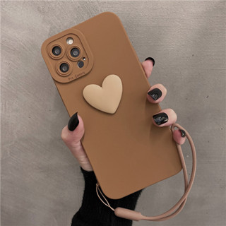 เคสโทรศัพท์มือถือนิ่ม ลายหัวใจ 3D พร้อมสายคล้องมือ สําหรับ Samsung Galaxy A11 A22 A12 A32 A50 A50S A30 A04e A02S A02 A03 S21 S20 FE S22 S10 Plus Note 10 20 Ultra A31 A51 A71