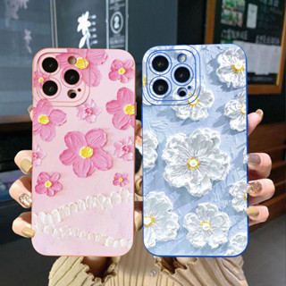 เคสโทรศัพท์มือถือ ขอบสี่เหลี่ยม ป้องกันเต็มเครื่อง ลายภาพวาดสีน้ํามัน รูปดอกไม้ สําหรับ VIVO Y15A Y15S T1 5G T1X Y02S Y21S Y21A Y21S Y33S Y12S Y11S Y12A Y01 Y1S Y20s Y20A