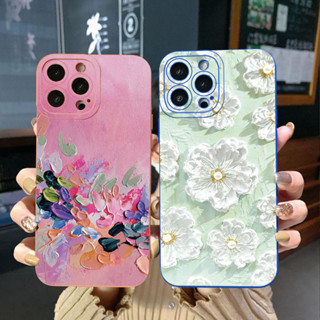 เคสโทรศัพท์มือถือ ขอบสี่เหลี่ยม ลายดอกไม้ สําหรับ iPhone 14 Plus 13 Pro Max 12 iPhone 11 XR 8 7 SE 2022