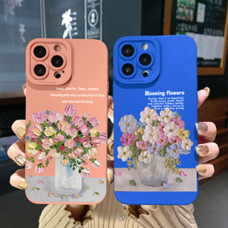 เคสโทรศัพท์มือถือ ขอบสี่เหลี่ยม ลายดอกไม้สีชมพู สําหรับ OPPO Reno7 4G Reno6 Reno8 Z 5G Reno5 F Reno2 F Reno3 Reno4 A17 A17K A77S A57S