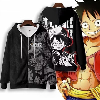 ใหม่ ตุ๊กตาอนิเมะ One Piece Monkey D. เสื้อแจ็กเก็ตกันหนาวลําลอง แขนยาว มีฮู้ด พิมพ์ลายลูฟี่ 3 มิติ ทรงหลวม สไตล์ญี่ปุ่น แฟชั่นสําหรับผู้ชาย และผู้หญิง