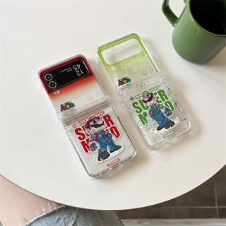 เคสโทรศัพท์มือถือ PC แข็ง แบบใส กันกระแทก ลาย Super Mario สําหรับ Samsung Galaxy Z Flip 5 4 3 Flip4 Flip5 ZFlip5 ZFlip4