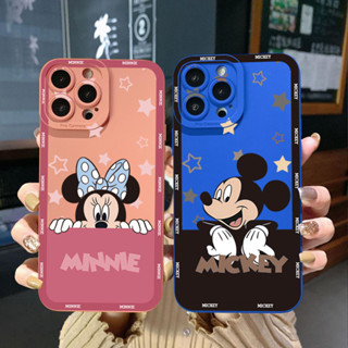 เคสป้องกันโทรศัพท์มือถือ ขอบสี่เหลี่ยม ลายมิกกี้ มินนี่เมาส์ สําหรับ iPhone 14 Plus 13 Pro Max 12 iPhone 11 XR 8 7 SE 2022