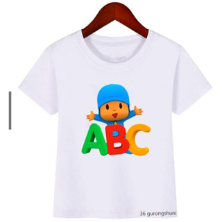 เสื้อยืด พิมพ์ลายอนิเมะ Kawaii Pocoyo Elly Pato Pato Loula เหมาะกับของขวัญวันเกิด สําหรับเด็กผู้ชาย และเด็กผู้หญิง