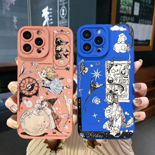 เคสโทรศัพท์มือถือ ขอบสี่เหลี่ยม ป้องกันเต็มเลน ลายสาวเวทมนตร์น่ารัก สําหรับ Samsung Galaxy S22 Plus Note 20 Ultra S21 FE S20