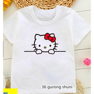 เสื้อยืดแขนสั้น พิมพ์ลายการ์ตูนดิสนีย์ เฮลโลคิตตี้ มายเมโลดี้ สไตล์ฮาราจูกุ สําหรับเด็ก