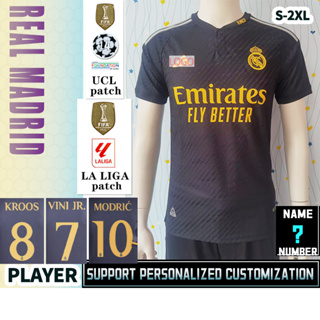 เสื้อกีฬาแขนสั้น ลายทีมชาติฟุตบอล Real- M-rid Second Away Game [PLAYER Version] คุณภาพสูง ไซซ์ S-2XL 23-24