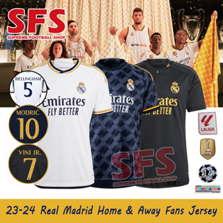 【SFS】เสื้อยืดกีฬาแขนสั้น ลายทีมฟุตบอล Rea.l Madri.d 23-24 ชุดเหย้า ไซซ์ S-5XL คุณภาพสูง