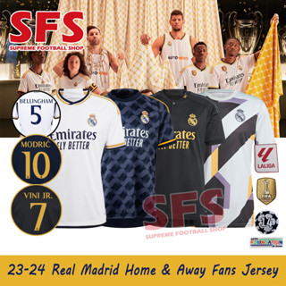 【SFS】เสื้อกีฬาแขนสั้น ลายทีมฟุตบอล Real Madrid 2023-24 ชุดเหย้า ทรงหลวม คุณภาพสูง ไซซ์ S-5XL