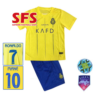 【SFS】เสื้อกีฬาแขนสั้น ลายทีมชาติฟุตบอล AL Nassr 23-24 ชุดเยือน ทรงหลวม คุณภาพสูง สําหรับเด็ก