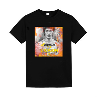 เสื้อยืดแขนสั้น ผ้าฝ้ายแท้ พิมพ์ลาย BruceLee BruceLee แฟชั่นเรโทร สไตล์อเมริกัน