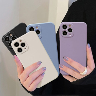 เคสโทรศัพท์ ซิลิกาเจลนิ่ม กันกระแทก สีพื้น เรียบง่าย มีสไตล์ สําหรับ IPhone XR Case 6 6S 7 8 Plus X XS 11 Pro Max