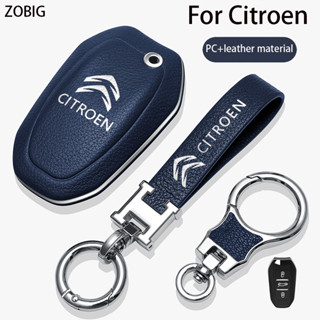 Zobig เคสกุญแจรีโมทรถยนต์หนัง พร้อมพวงกุญแจ สําหรับ Citroen Cactus C4 C4L C-Elysee C5X C3 C6