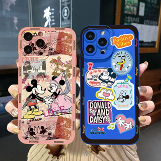 เคสป้องกันโทรศัพท์มือถือ ขอบสี่เหลี่ยม ลายมิกกี้ มินนี่เมาส์ สําหรับ iPhone 14 Plus 13 Pro Max 12 iPhone 11 XR 8 7 SE 2022