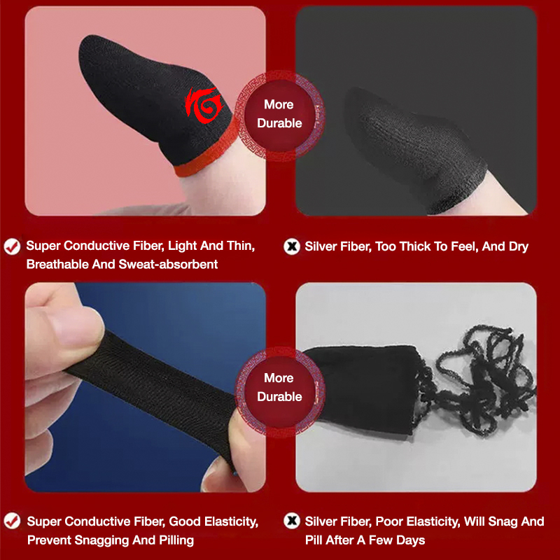 Bluewow Exclusive - ถุงมือเล่นเกม ไฟเบอร์ สีเงิน โลโก้ Ga.re.na สีแดง ป้องกันเหงื่อ สําหรับเล่นเกม Free.Fire