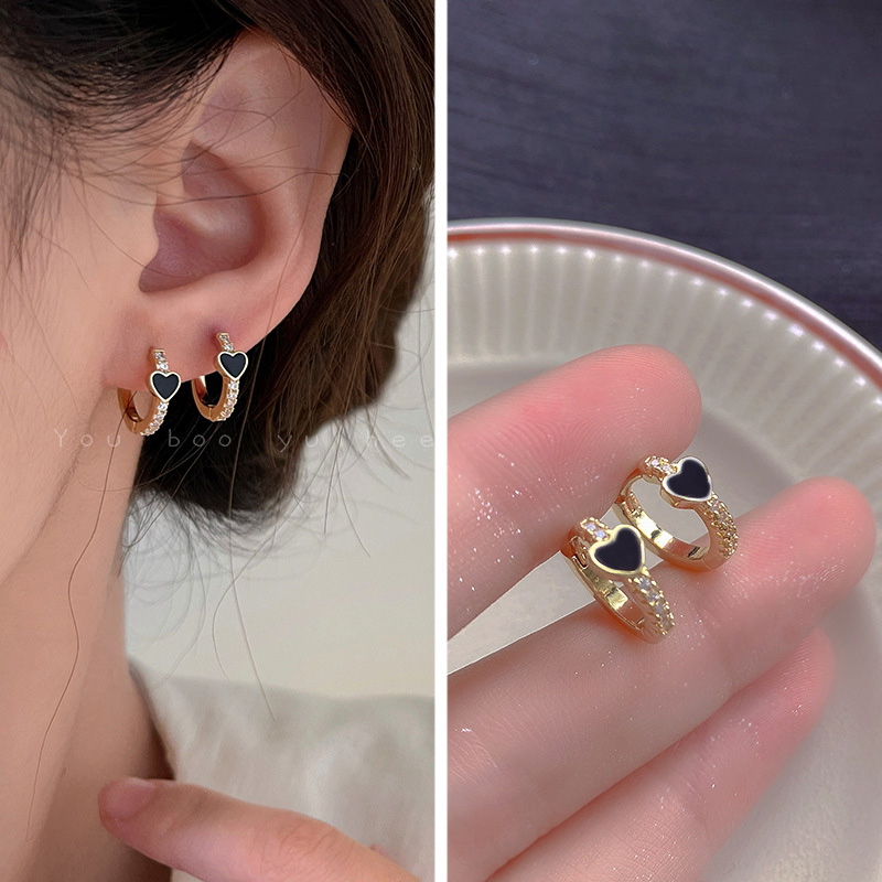 925 ประณีตรักต่างหูผู้หญิง Ins แฟชั่น Hoop Earings สําหรับสาว Hypoallergenic อุปกรณ์เสริมเครื่องประดับ