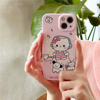 เคสโทรศัพท์มือถือ แบบนิ่ม ลายการ์ตูนคิตตี้ และสุนัข สําหรับ iPhone 11 12 13 14 15 PRO MAX iPhone14 iPhone14Pro