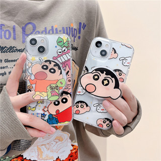 เคสโทรศัพท์มือถือ แบบนิ่ม ลายการ์ตูนชินจัง มีป็อบอัพแม่เหล็ก สําหรับ iPhone 11 12 13 14 15 PRO MAX iPhone14 iPhone14Pro