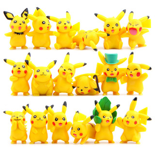 โมเดลฟิกเกอร์ PVC รูปการ์ตูนโปเกม่อน Pikachu Q Version ขนาด 4-6 ซม. 6 ชิ้น ต่อชุด