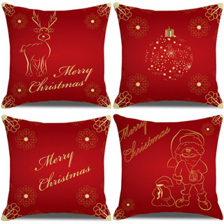 ปลอกหมอน ลายปีใหม่ ขนาด 40×40.45×45.50×50.60×60.70×70ปลอกหมอนอิง ลาย Merry Christmas สําหรับตกแต่งบ้าน โซฟา เตียง