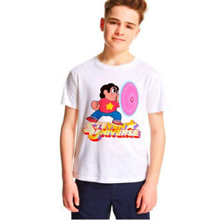 เสื้อยืด พิมพ์ลายการ์ตูนอนิเมะ Steven Universe สีขาว สําหรับเด็กผู้ชาย และผู้หญิง