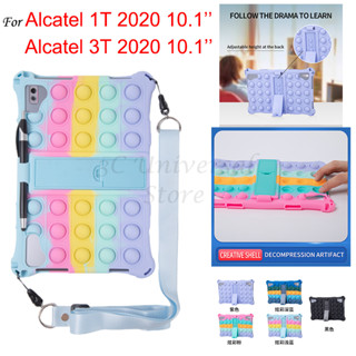 เคสแท็บเล็ต ซิลิโคนนิ่ม พร้อมสายคล้องไหล่ และสไตลัส สําหรับ Alcatel 1T 2020 3T 2020 10.1 นิ้ว Blackview Oscal Pad 8 10.1 Android 11 10 Tablet PC 8094X 80