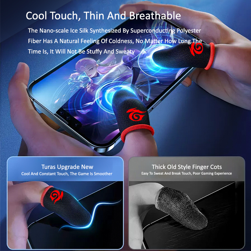 Bluewow Exclusive - ถุงมือเล่นเกม ไฟเบอร์ สีเงิน โลโก้ Ga.re.na สีแดง ป้องกันเหงื่อ สําหรับเล่นเกม Free.Fire