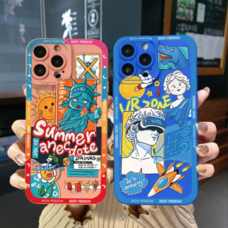 เคสโทรศัพท์มือถือ ขอบสี่เหลี่ยม ลายรูปปั้นเสรีภาพตลก สําหรับ Samsung Galaxy S22 Plus Note 20 Ultra S21 FE S20